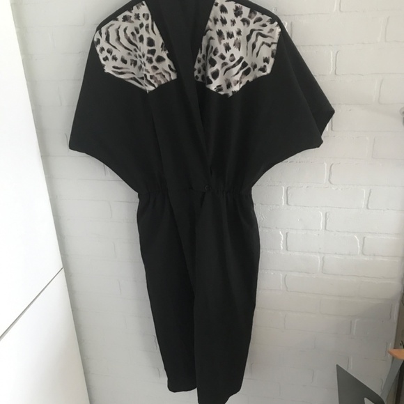 Vintage Midi Dress Michael Phillips Bat Sleeve Mixed Animal print Size 13 - Picture 8 of 9